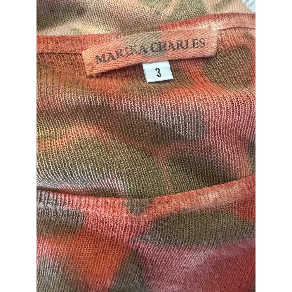 Marika Charles Y2k Tie Die Lighteight Semi Sheer LS Top Size 3 US Large Vtg Art - Picture 7 of 11